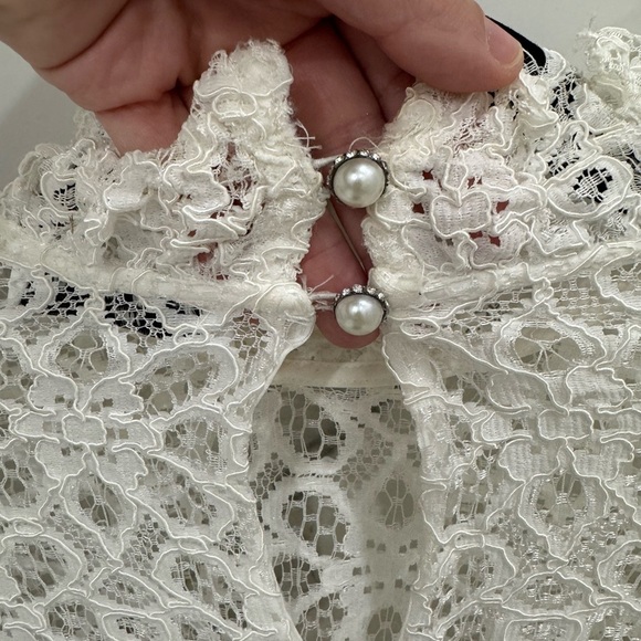 SANDRO White Lace Long Sleeve Top - Picture 5 of 6